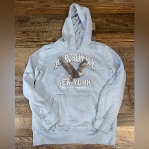 Abercrombie Kids Boys Hoodie Eagle Graphic New York Pullover Blue Size 9/10